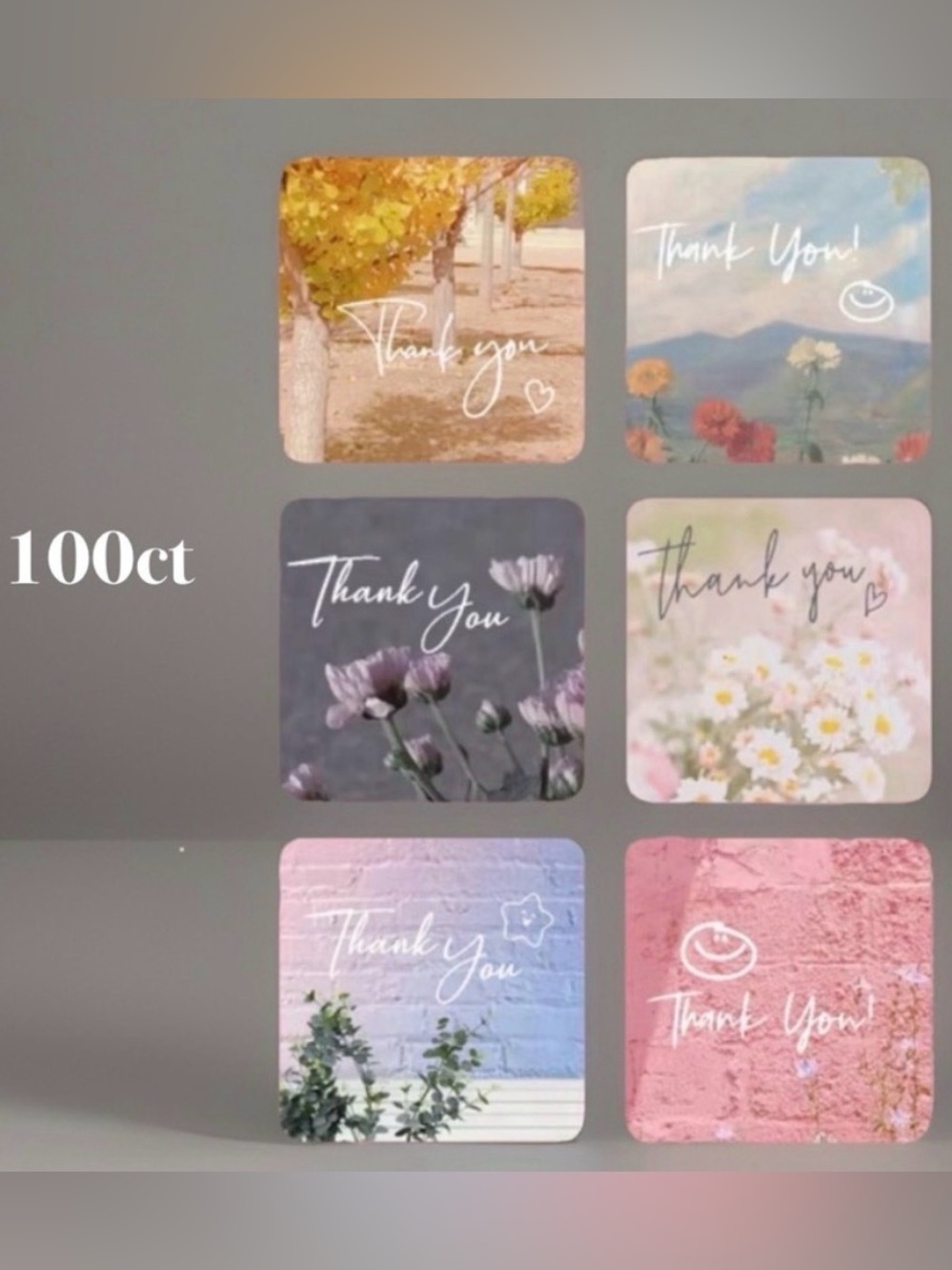 Thank You Design Stickers 100ct~(Boutique) ~NEW~ 1.18” square